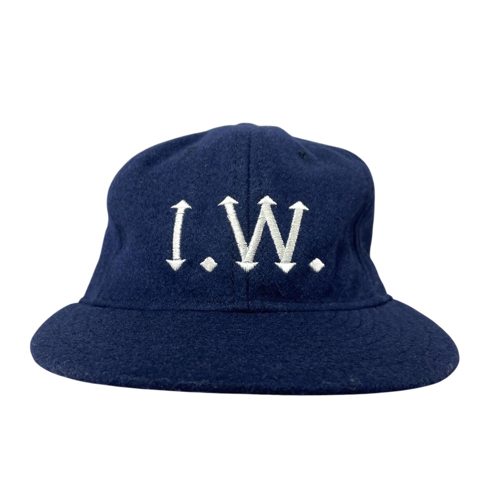 Ebbets Field Flannels‎ Hat Cap Fitted Mens 7 1/8 Blue Wool Baseball I.W. Logo